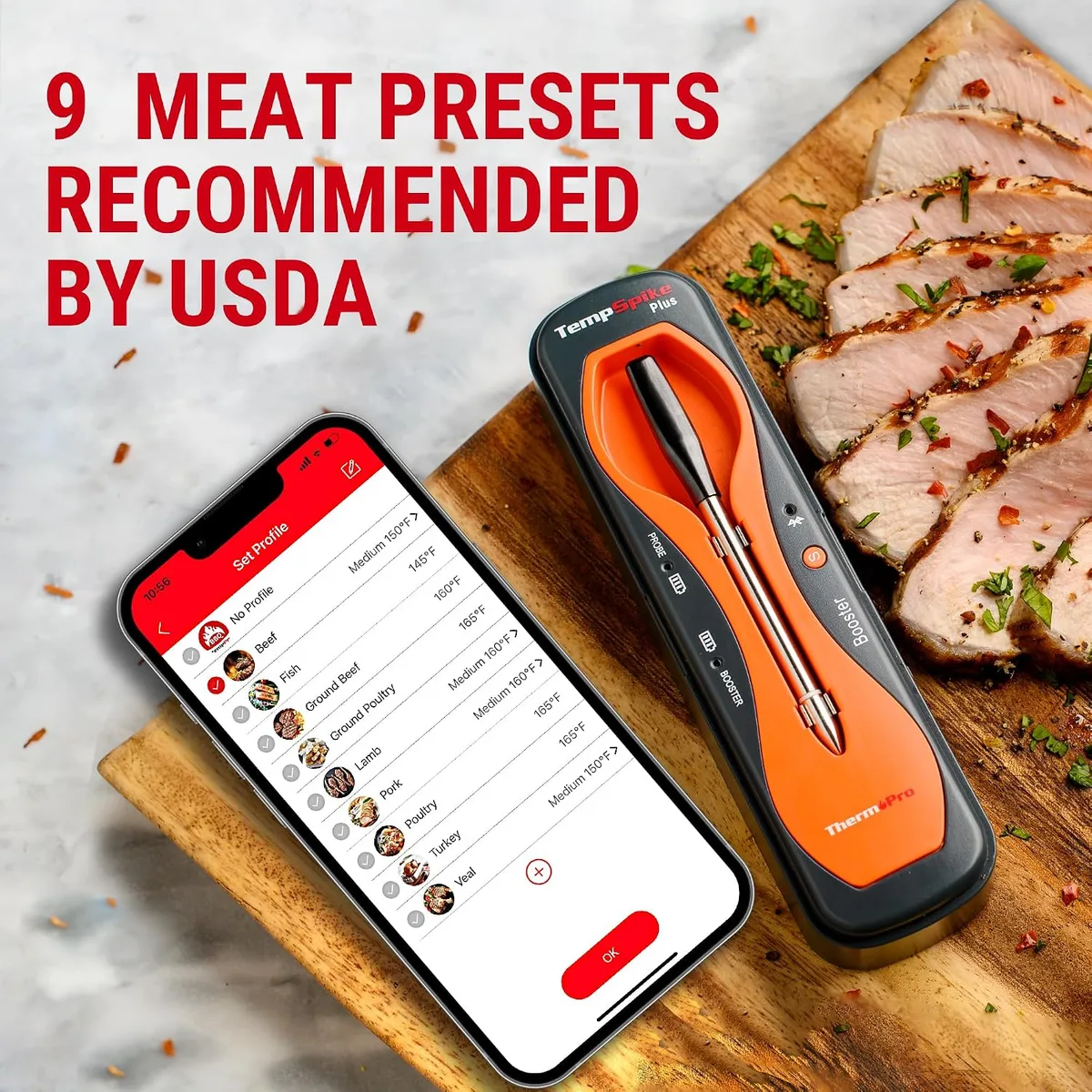 Instant-read digital meat thermometer